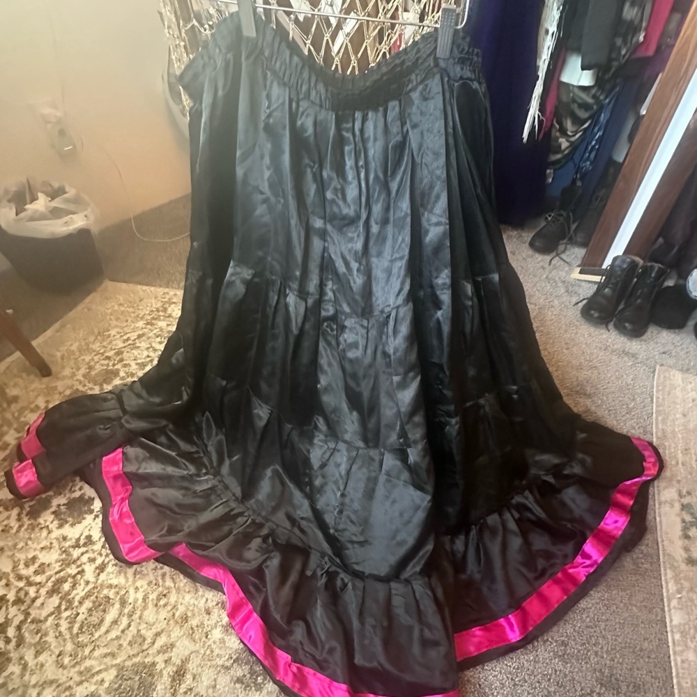 Black and Pink long bellydance Skirt